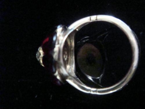 VICTORIAN 15CT CABOCHON GARNET OLD CUT DIAMOND STAR CLUSTER - ADDITIONAL PHOTO 4