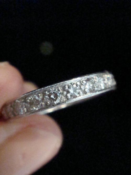 ART DECO EDWARDIAN PLATINUM DIAMOND FULL ETERNITY RING SIZE O - ADDITIONAL PHOTO 1