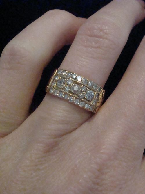EARLY VICTORIAN 18CT YELLOW GOLD OLD CUT DIAMOND PAVE SET RING - ADDITIONAL PHOTO 1