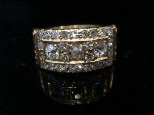 EARLY VICTORIAN 18CT YELLOW GOLD OLD CUT DIAMOND PAVE SET RING - ADDITIONAL PHOTO 3
