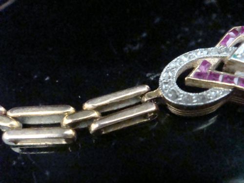 FRENCH EDWARDIAN 18CT RUBY AND DIAMOND BRACELET - ADDITIONAL PHOTO 2
