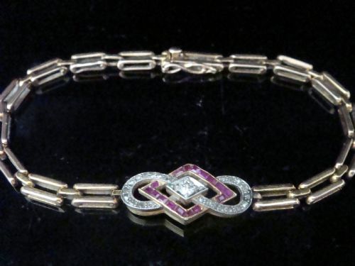 FRENCH EDWARDIAN 18CT RUBY AND DIAMOND BRACELET - ADDITIONAL PHOTO 1
