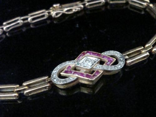 french edwardian 18ct ruby and diamond bracelet - CATEGORY: ANTIQUE JEWELLERY - DATED EDWARDIAN
