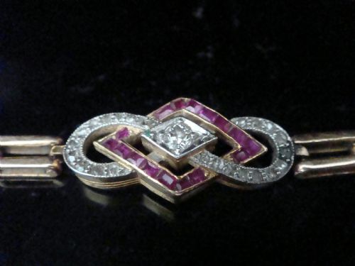 FRENCH EDWARDIAN 18CT RUBY AND DIAMOND BRACELET - ADDITIONAL PHOTO 4