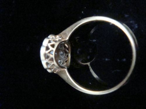 EDWARDIAN 18CT YELLOW GOLD PLATINUM OLD CUT DIAMOND PAVE SET RING - ADDITIONAL PHOTO 3