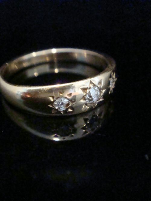 EDWARDIAN 18CT YELLOW GOLD OLD CUT CELESTIAL DIAMOND GYPSY RING 41G - ADDITIONAL PHOTO 1