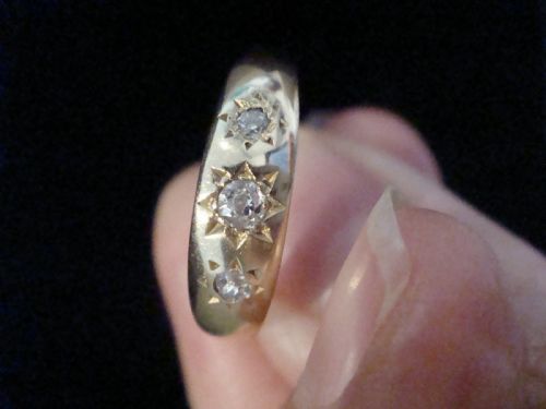 EDWARDIAN 18CT YELLOW GOLD OLD CUT CELESTIAL DIAMOND GYPSY RING 41G - ADDITIONAL PHOTO 2