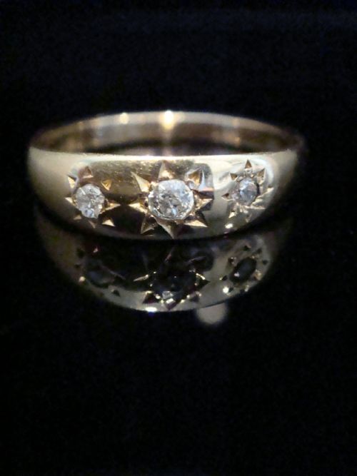 edwardian 18ct yellow gold old cut celestial diamond gypsy ring 41g - CATEGORY: ANTIQUE JEWELLERY - DATED EDWARDIAN