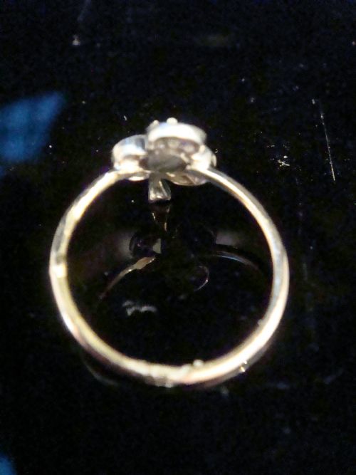 EDWARDIAN 18CT YELLOW GOLD NATURAL RUBY OLD ROSE CUT DIAMOND 3 LEAF CLOVER RING - ADDITIONAL PHOTO 2