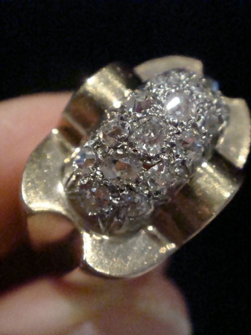 1920S 1930S RETRO FRENCH TANK 18CT PLATINUM DIAMOND 130CT PAVE SET RING - ADDITIONAL PHOTO 6