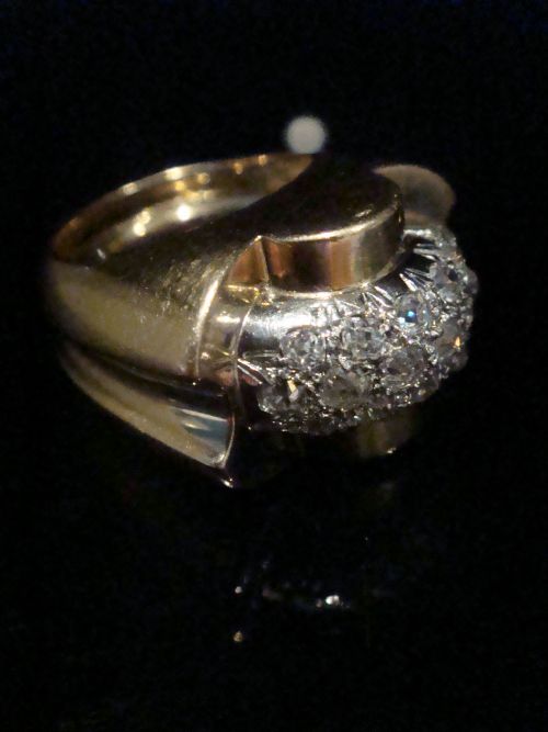 1920S 1930S RETRO FRENCH TANK 18CT PLATINUM DIAMOND 130CT PAVE SET RING - ADDITIONAL PHOTO 8