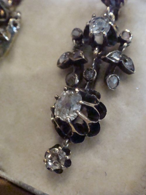 VICTORIAN EDWARDIAN 15CT YELLOW GOLD OLD ROSE CUT DIAMOND DROP 120CT EARRINGS - ADDITIONAL PHOTO 6