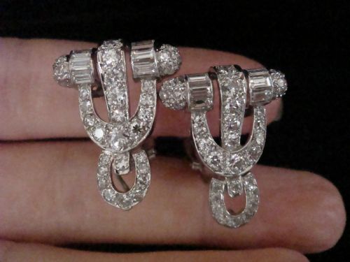ART DECO FRENCH PLATINUM DIAMOND 300CT VS2SI GH COLOUR NIGHT DAY EARRINGS - ADDITIONAL PHOTO 7