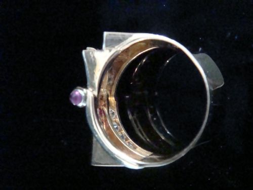 FINE QUALIY RETRO 18CT NATURAL RUBY DIAMOND 100CT TANK COCKTAIL RING - ADDITIONAL PHOTO 3
