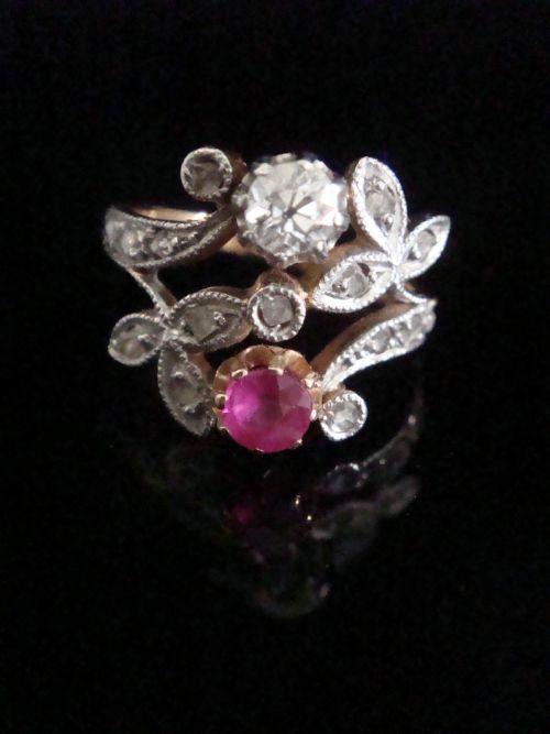 FINE QUALIY RETRO 18CT NATURAL RUBY DIAMOND 100CT TANK COCKTAIL RING - ADDITIONAL PHOTO 11
