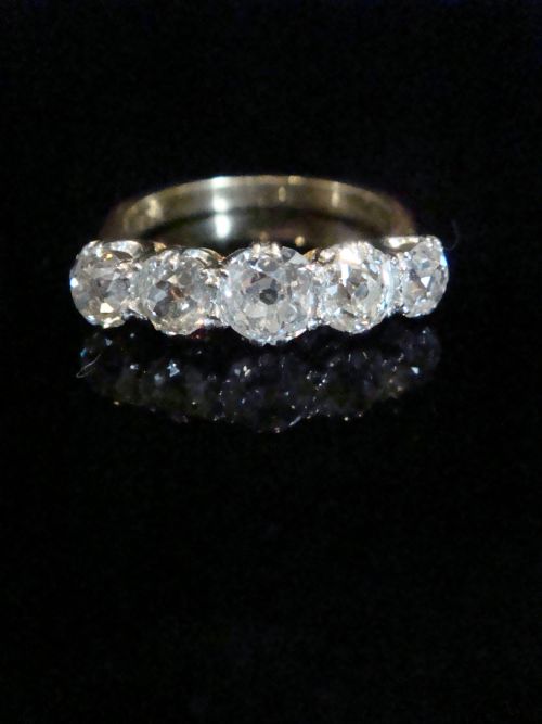edwardian 18ct old cut 5 stone diamond ring approx 170ct vs2 hj colour - CATEGORY: ANTIQUE JEWELLERY - DATED EDWARDIAN