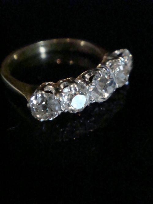 EDWARDIAN 18CT OLD CUT 5 STONE DIAMOND RING APPROX 170CT VS2 HJ COLOUR - ADDITIONAL PHOTO 2