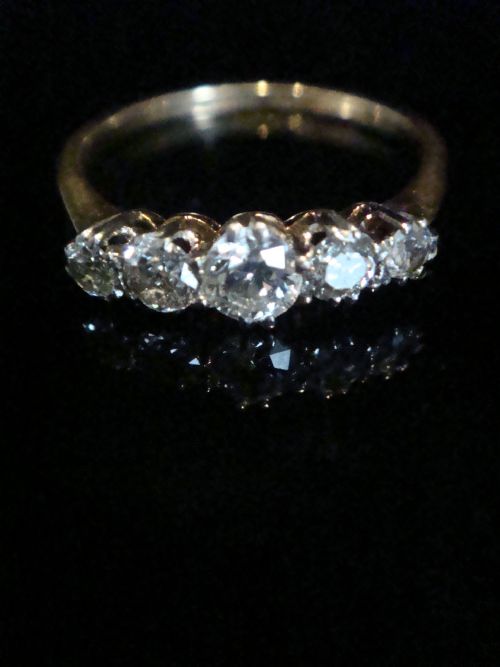 edwardian 18ct old cut 5 stone 050ct diamond ring - CATEGORY: ANTIQUE JEWELLERY - DATED EDWARDIAN