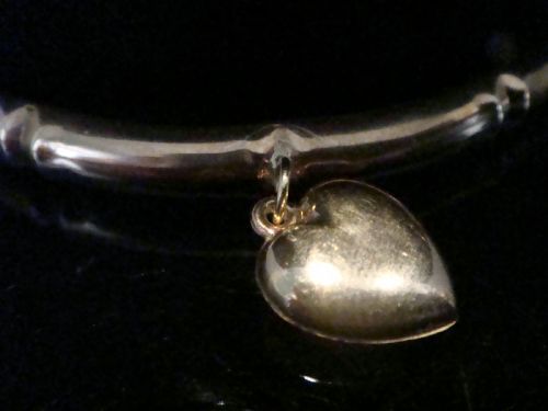 VINTAGE RETRO 9CT BAMBOO HEART BANGLE 8G - ADDITIONAL PHOTO 1