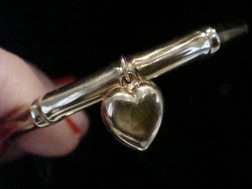 VINTAGE RETRO 9CT BAMBOO HEART BANGLE 8G - ADDITIONAL PHOTO 2