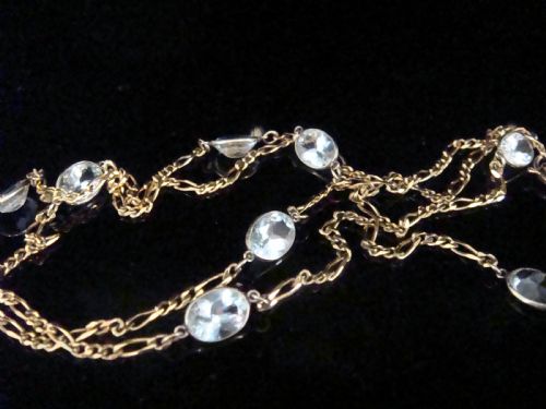 vintage 9ct yellow gold aquamarine chain 73g - CATEGORY: ANTIQUE JEWELLERY - DATED 1960
