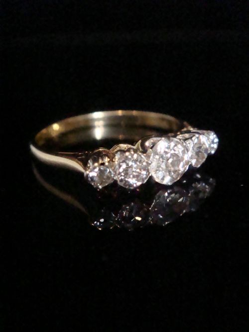 EDWARDIAN 18CT PLATINUM OLD CUT 5 STONE 050CT DIAMOND RING - ADDITIONAL PHOTO 1