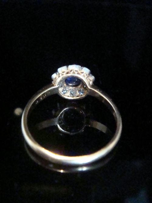 STUNNING QUALITY EDWARDIAN 18CT SAPPHIRE DIAMOND CLUSTER RING - ADDITIONAL PHOTO 3