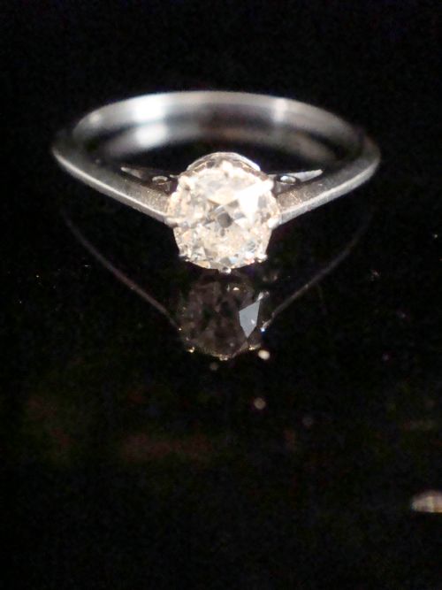 edwardian platinum diamond old cut 040ct solitaire ring - CATEGORY: ANTIQUE JEWELLERY - DATED EDWARDIAN