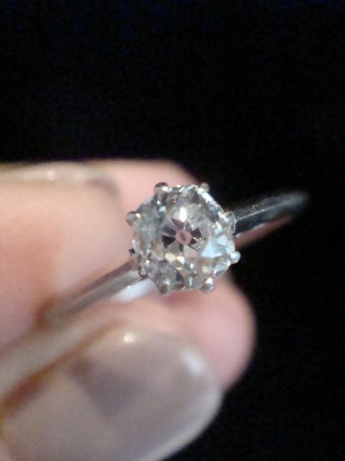 EDWARDIAN PLATINUM DIAMOND OLD CUT 040CT SOLITAIRE RING - ADDITIONAL PHOTO 2