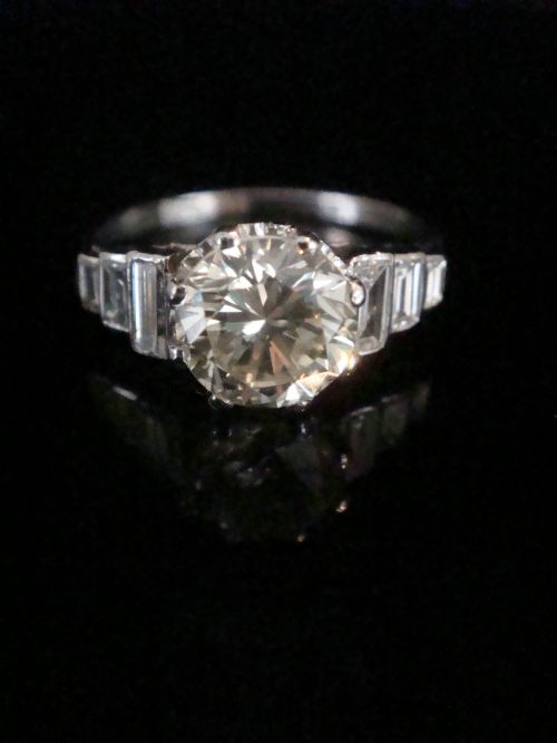ART DECO PLATINUM DIAMOND 208CT SOLITAIRE RING - ADDITIONAL PHOTO 1