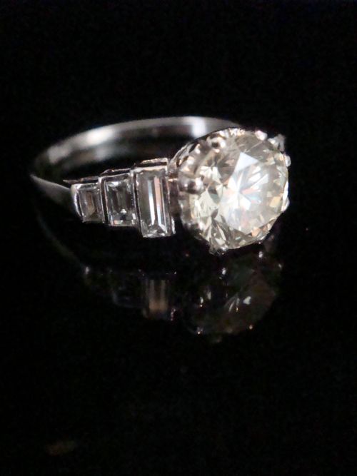 ART DECO PLATINUM DIAMOND 208CT SOLITAIRE RING - ADDITIONAL PHOTO 2