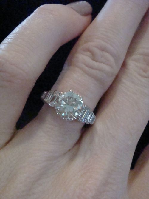 ART DECO PLATINUM DIAMOND 208CT SOLITAIRE RING - ADDITIONAL PHOTO 5