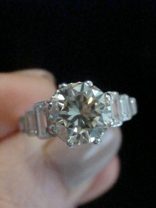 ART DECO PLATINUM DIAMOND 208CT SOLITAIRE RING - ADDITIONAL PHOTO 8