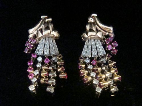FRENCH EDWARDIAN 18CT ROSE GOLD RUBY AND DIAMOND CHANDELIER EARRINGS - ADDITIONAL PHOTO 6