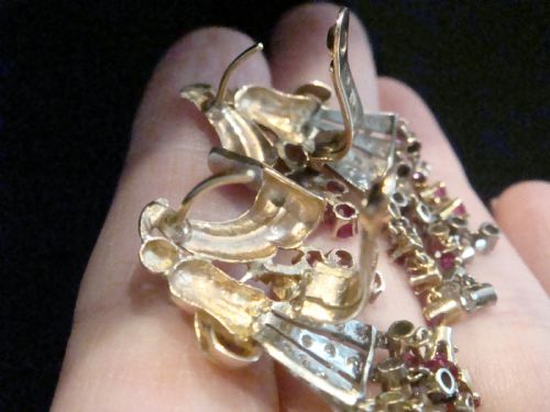 FRENCH EDWARDIAN 18CT ROSE GOLD RUBY AND DIAMOND CHANDELIER EARRINGS - ADDITIONAL PHOTO 8
