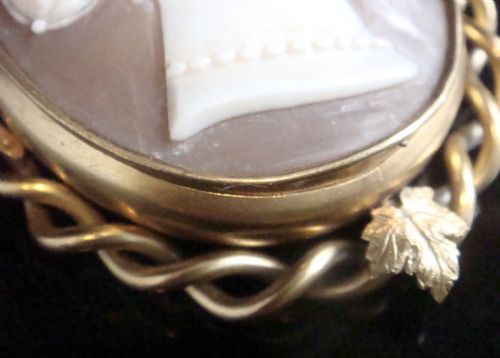 EDWARDIAN HUGE REVERSIBLE CAMEO LOCKET BROOCH ROPE AND IVY DETAIL - ADDITIONAL PHOTO 1