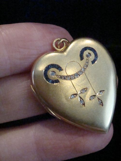 BELLE EPOQUE EDWARDIAN 18CT 18K HIGH CARAT FRENCH SAPPHIRE DIAMOND LOCKET - ADDITIONAL PHOTO 1