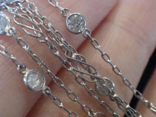 EDWARDIAN 18CT WHITE GOLD DIAMOND LONGUARD CHAIN 184CT 40 INCHES - ADDITIONAL PHOTO 1