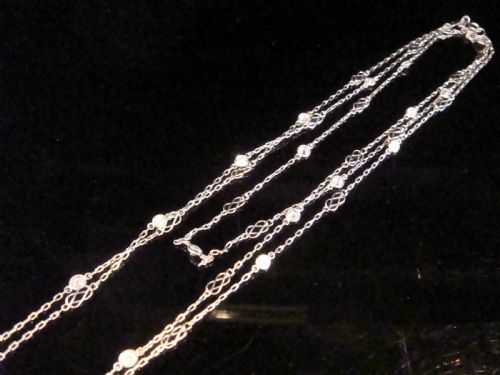 EDWARDIAN 18CT WHITE GOLD DIAMOND LONGUARD CHAIN 184CT 40 INCHES - ADDITIONAL PHOTO 5