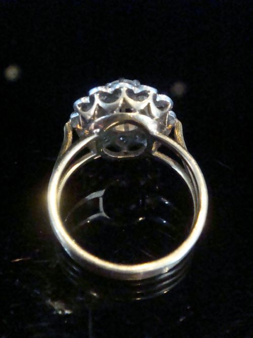 FRENCH EDWARDIAN 18CT YELLOW GOLD NATURAL OLD CUT DIAMOND 085CT CLUSTER RING - ADDITIONAL PHOTO 8