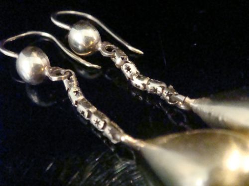EDWARDIAN VICTORIAN 9CT YELLOW GOLD EARRINGS WITH STARBURST CHAIN DROP 42G - ADDITIONAL PHOTO 1