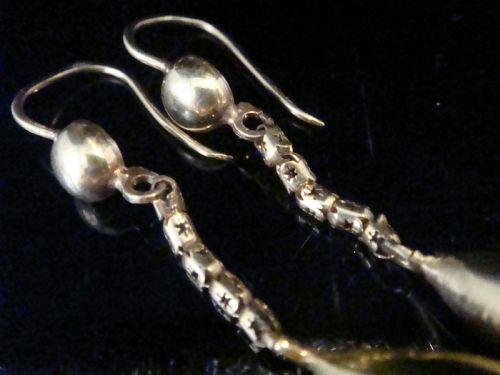 EDWARDIAN VICTORIAN 9CT YELLOW GOLD EARRINGS WITH STARBURST CHAIN DROP 42G - ADDITIONAL PHOTO 2