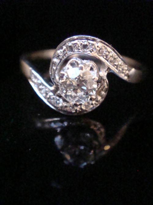 EDWARDIAN FRENCH 18CT WHITE GOLD OLD CUT DIAMOND SOLITAIRE 040CT - ADDITIONAL PHOTO 1