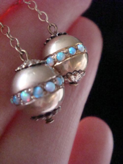 EDWARDIAN 15CT YELLOW GOLD NATURAL OPAL DROP BALL EARRINGS - ADDITIONAL PHOTO 7