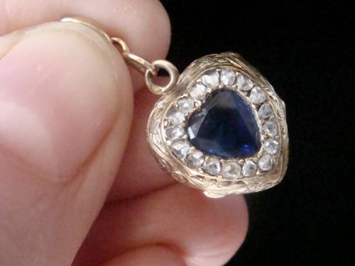 FRENCH EDWARDIAN 18CT NATURAL SAPPHIRE 1CT AND DIAMOND LOCKET - ADDITIONAL PHOTO 5