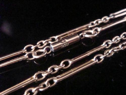 EDWARDIAN 9CT TROMBONE CHAIN 19 INCHES 81G - ADDITIONAL PHOTO 3