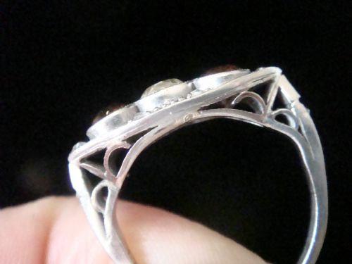 ART DECO EDWARDIAN PLATINUM NATURAL BROWN AND WHITE DIAMOND 110CT RING - ADDITIONAL PHOTO 2