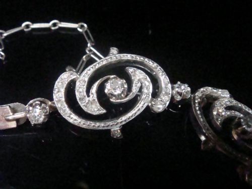 HEAVY ART NOUVEAU PLATINUM DIAMOND BRACELET 21G - ADDITIONAL PHOTO 1