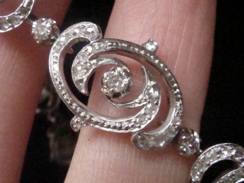 HEAVY ART NOUVEAU PLATINUM DIAMOND BRACELET 21G - ADDITIONAL PHOTO 4