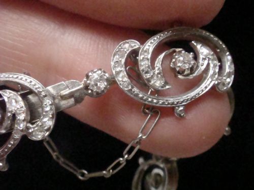 HEAVY ART NOUVEAU PLATINUM DIAMOND BRACELET 21G - ADDITIONAL PHOTO 6